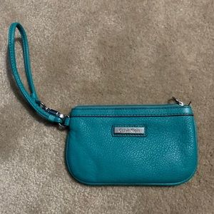 Teal Calvin Klein wristlet